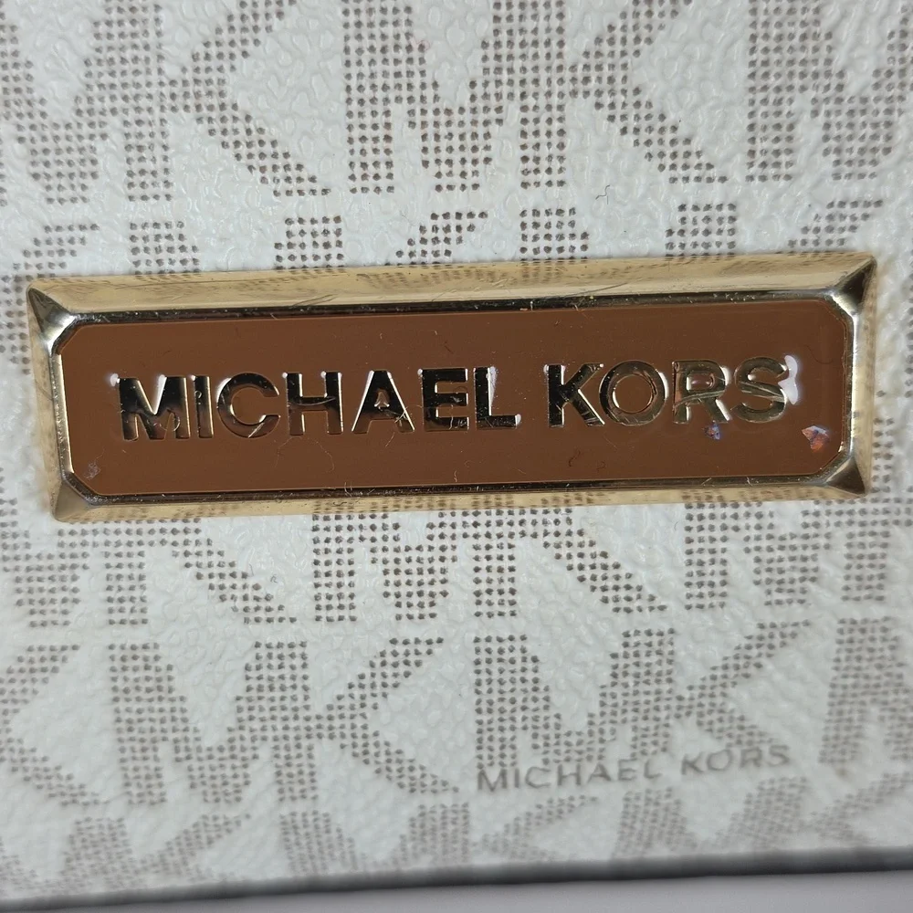 MICHAEL KORS VANILLA TAN‎ LOGO BAG LEXINGTON CROSSBODY SHOULDER PURSE GUC - Picture 5 of 16
